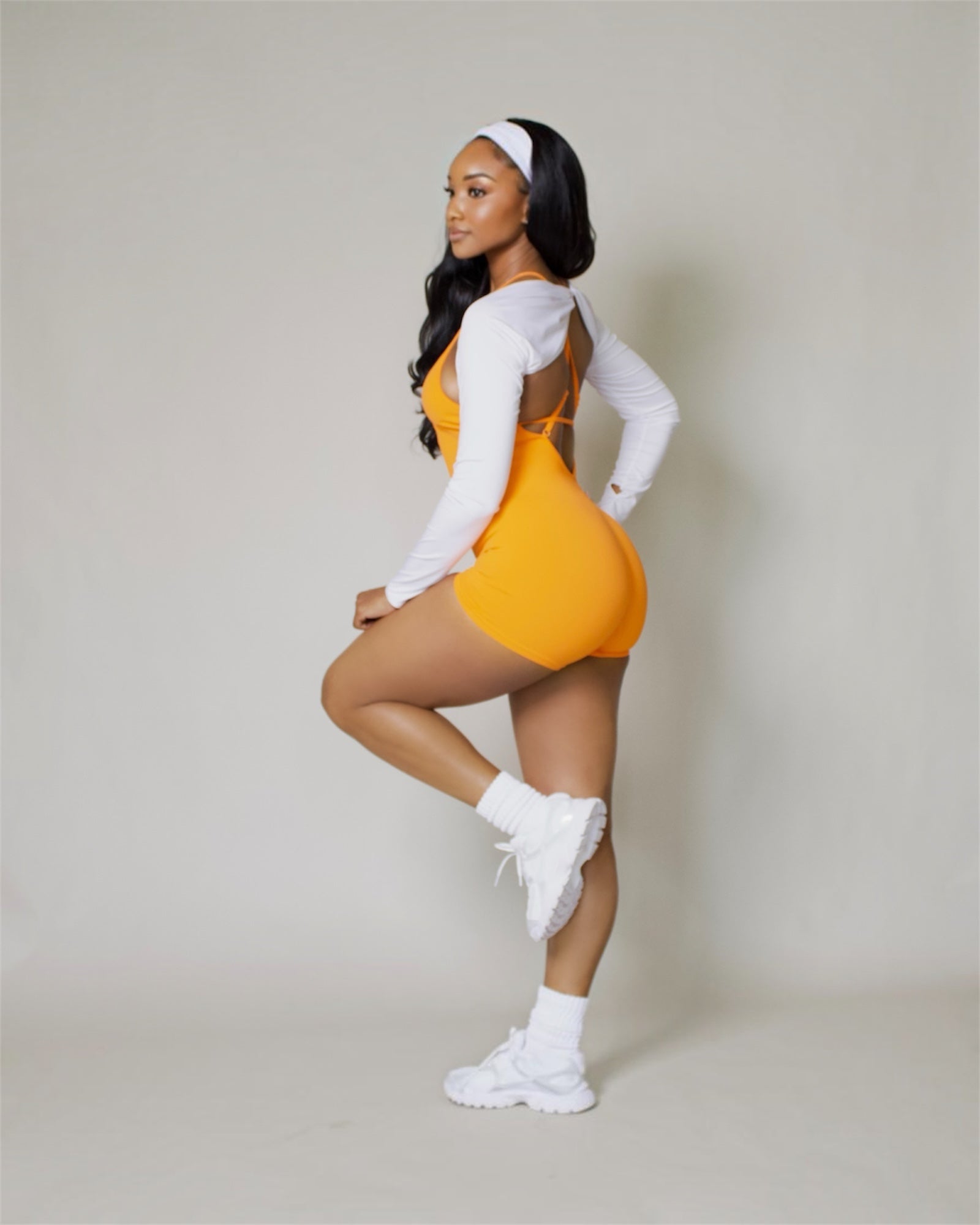 Seamless Crossover Back Romper With Padded Bra