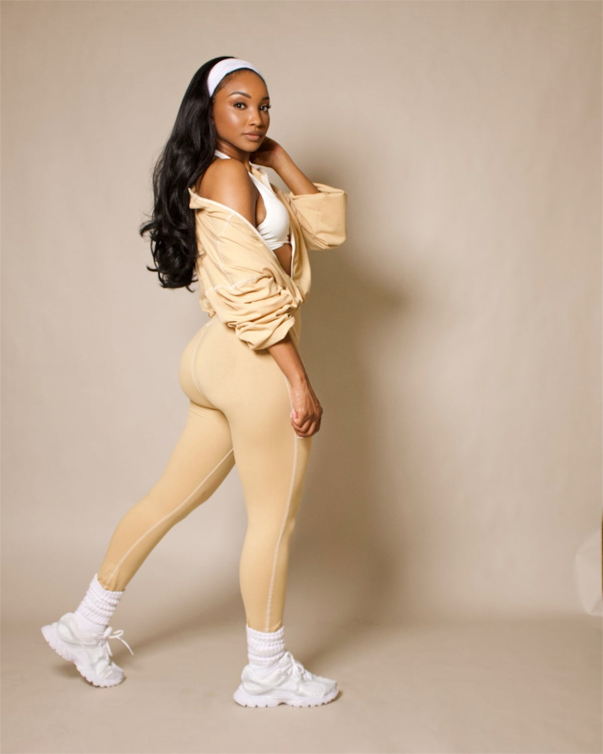 Solid Zip Up Activewear Set